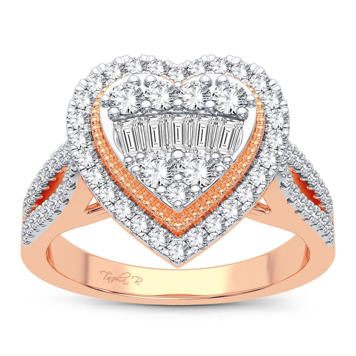 Chic 14k Rose Gold Lab Diamond Womens Fashion Ring