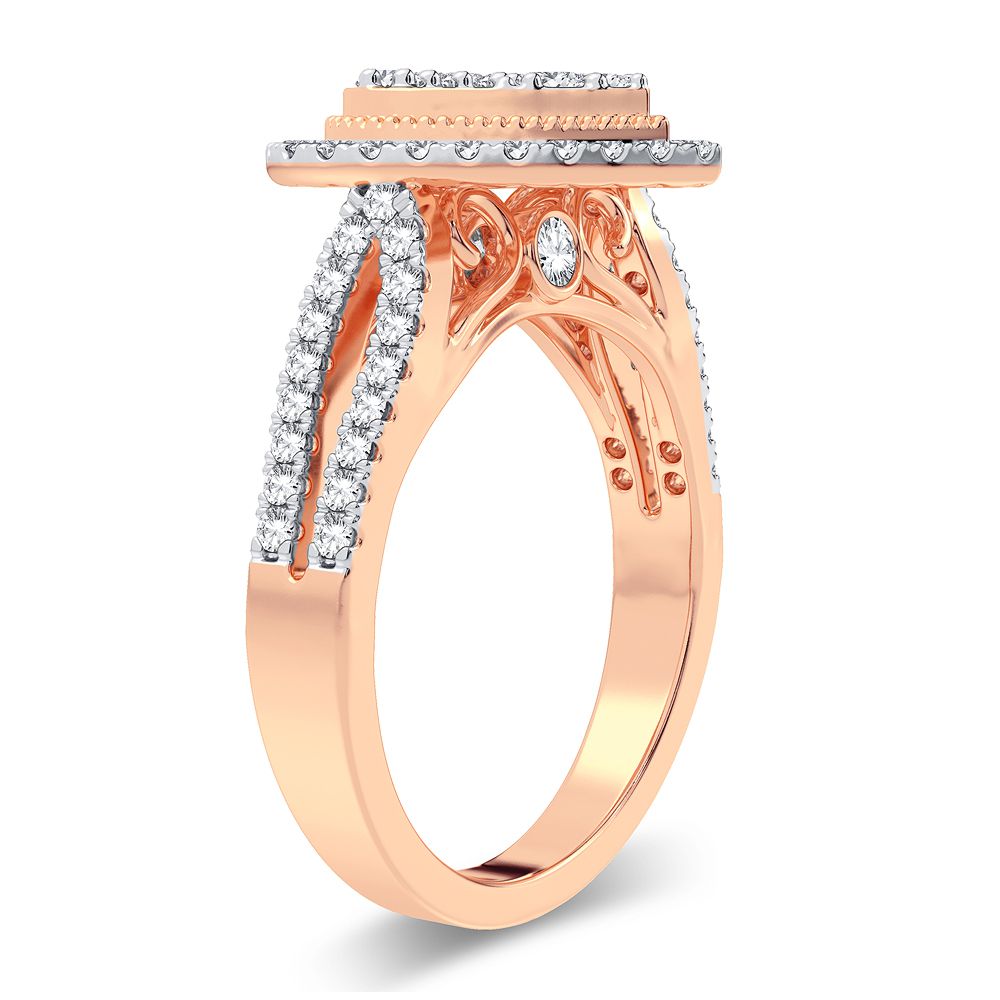 Chic 14k Rose Gold Lab Diamond Womens Fashion Ring