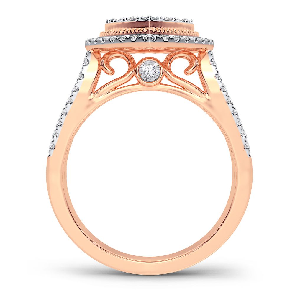 Chic 14k Rose Gold Lab Diamond Womens Fashion Ring