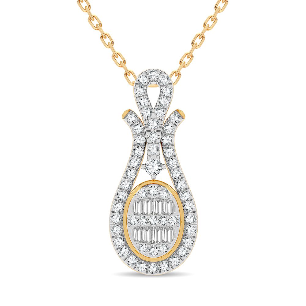 Chic 14K Yellow Gold 0.50CT Lab Diamond Womens Pendant