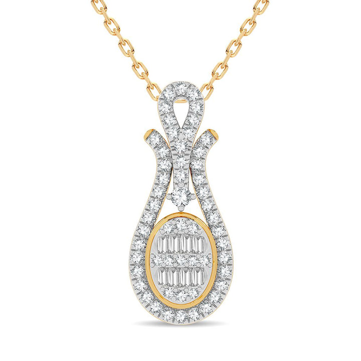 Chic 14K Yellow Gold 0.50CT Lab Diamond Womens Pendant