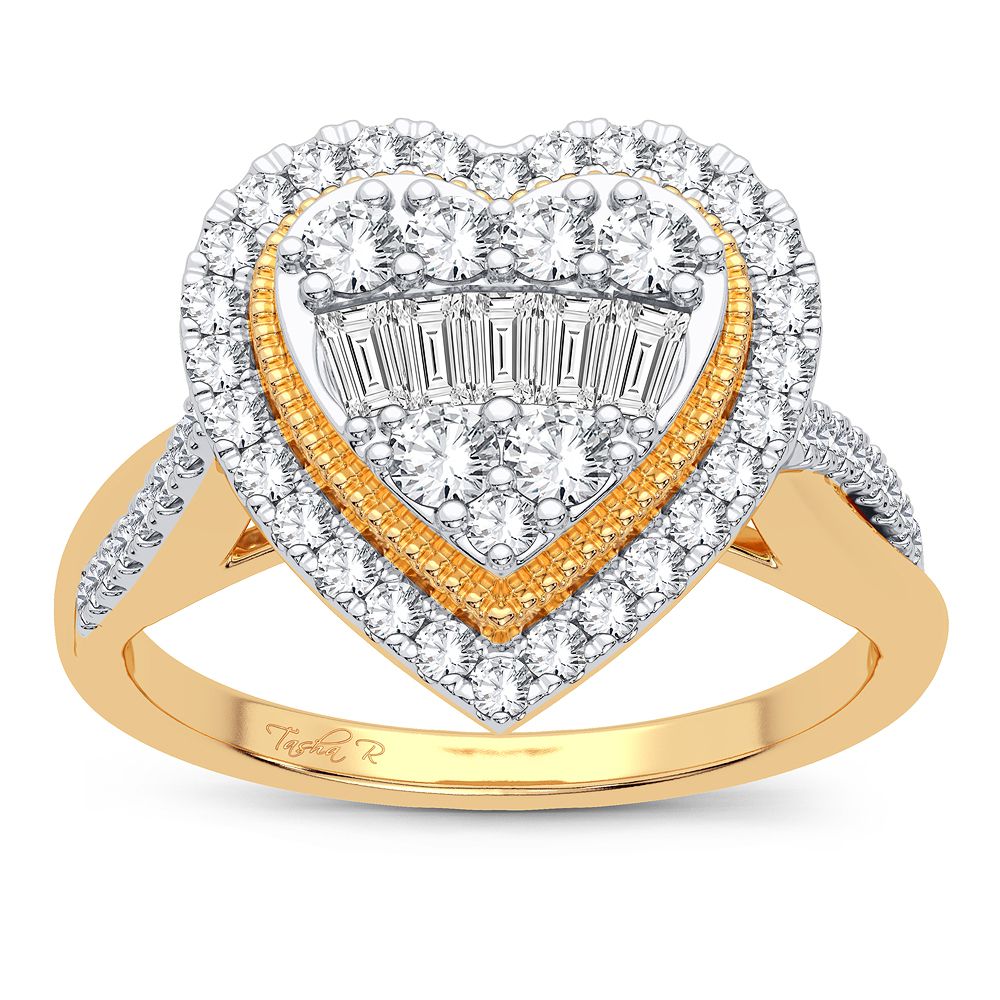 Chic 14K Yellow Gold 0.55CT Lab Diamond Womens Fashion Ring