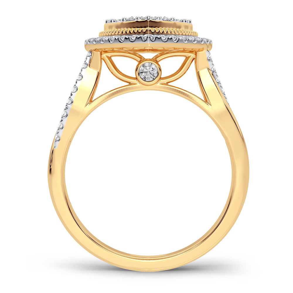 Chic 14K Yellow Gold 0.55CT Lab Diamond Womens Fashion Ring