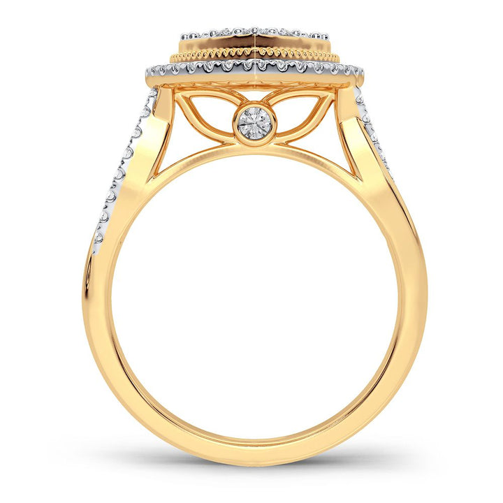 Chic 14K Yellow Gold 0.55CT Lab Diamond Womens Fashion Ring