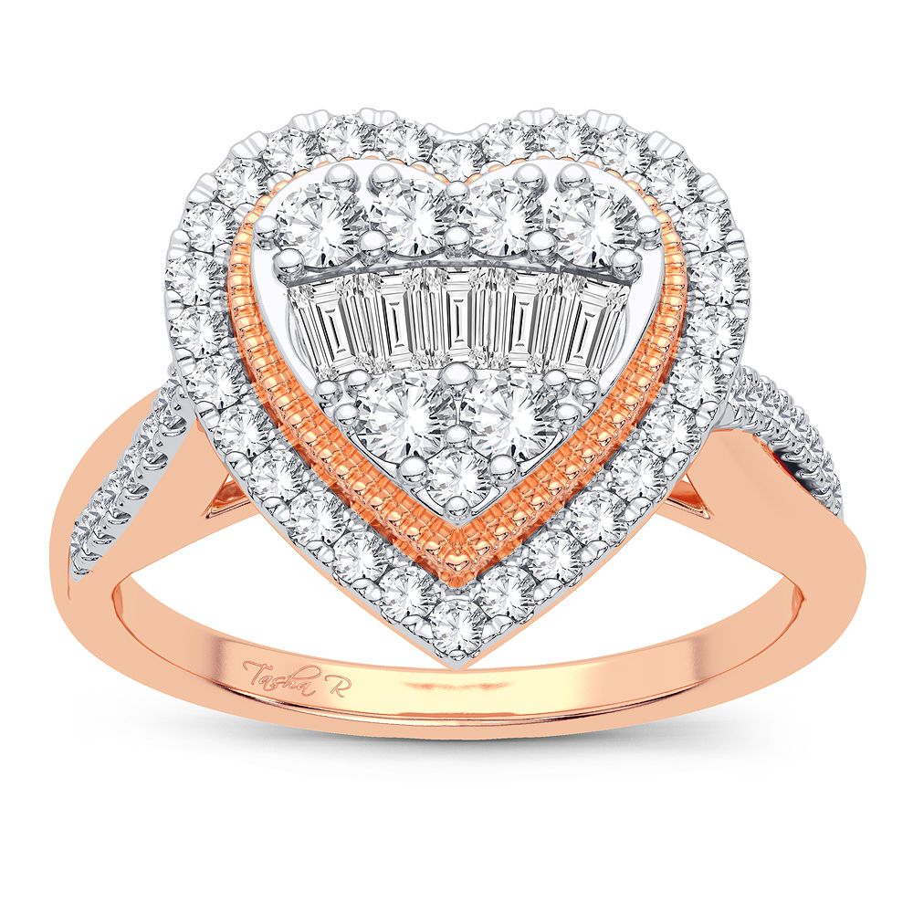 Chic 14k Rose Gold Lab Diamond Womens Fashion Ring 0.55CT