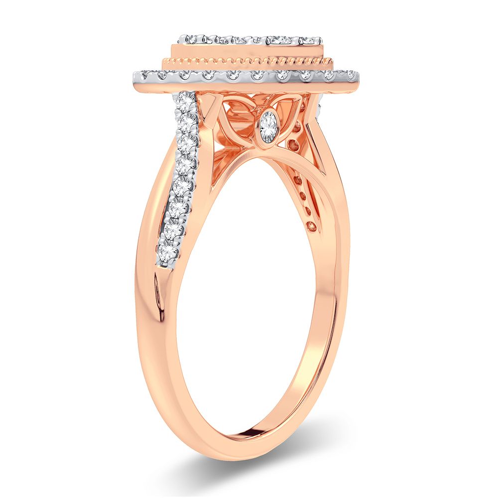 Chic 14k Rose Gold Lab Diamond Womens Fashion Ring 0.55CT