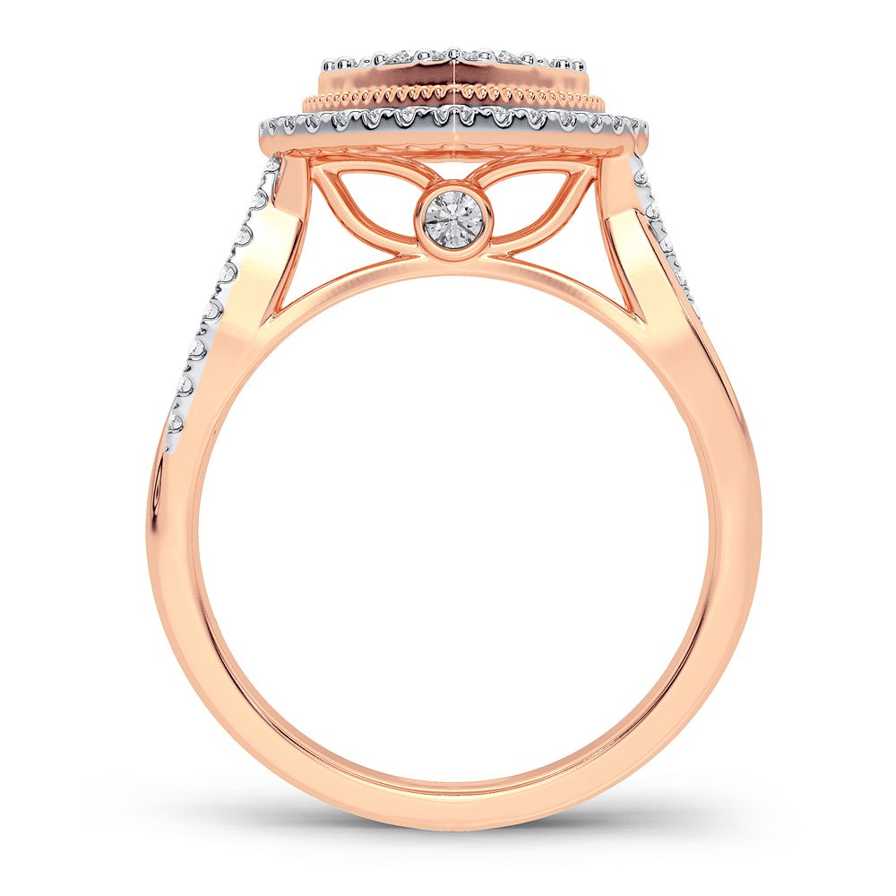 Chic 14k Rose Gold Lab Diamond Womens Fashion Ring 0.55CT