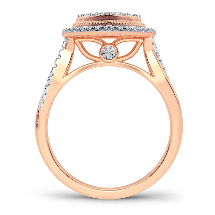 Chic 14k Rose Gold Lab Diamond Womens Fashion Ring 0.55CT