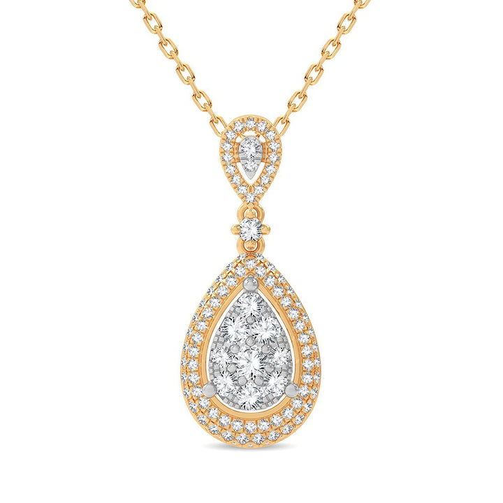 Chic 14K Yellow Gold Lab Diamond Pendant Necklace