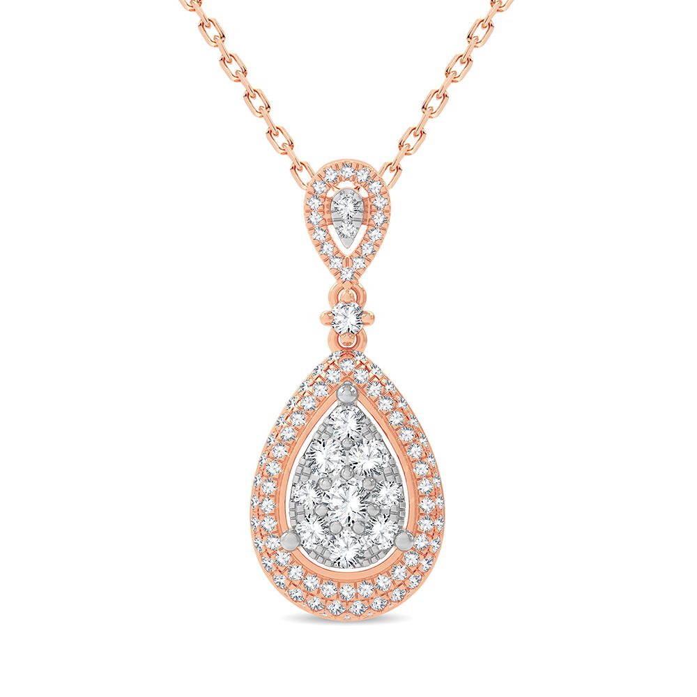 Chic 14k Rose Gold Lab Diamond Womens Pendant