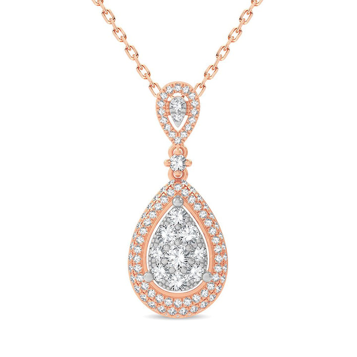 Chic 14k Rose Gold Lab Diamond Womens Pendant