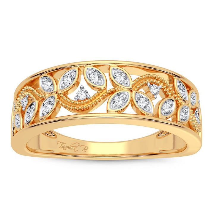 14K Yellow Gold 0.10CT Lab Diamond Womens Fashion Band