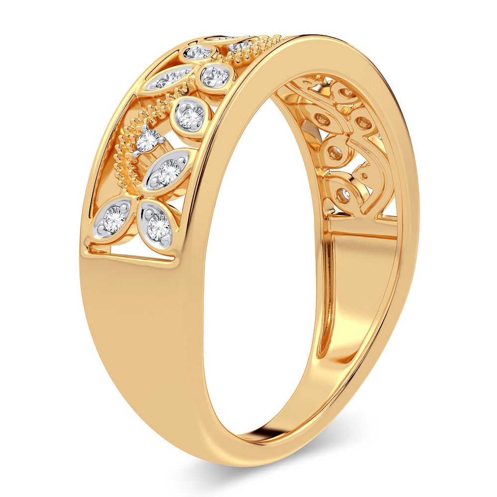 14K Yellow Gold 0.10CT Lab Diamond Womens Fashion Band