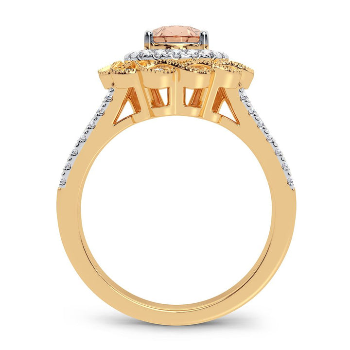 14K 0.40CT Diamond Morganite Ring