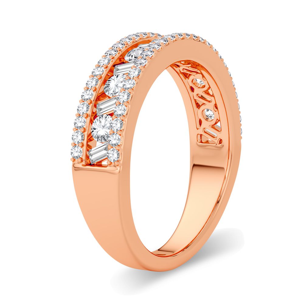 Chic 14k Rose Gold 0.75CT Lab Diamond Womens Fashion Band