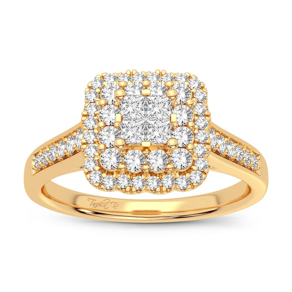 Chic 14K Yellow Gold Lab Diamond Womens Fashion Ring 0.50CT