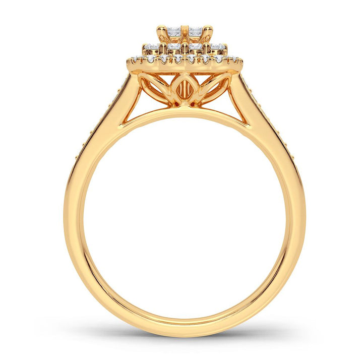 Chic 14K Yellow Gold Lab Diamond Womens Fashion Ring 0.50CT