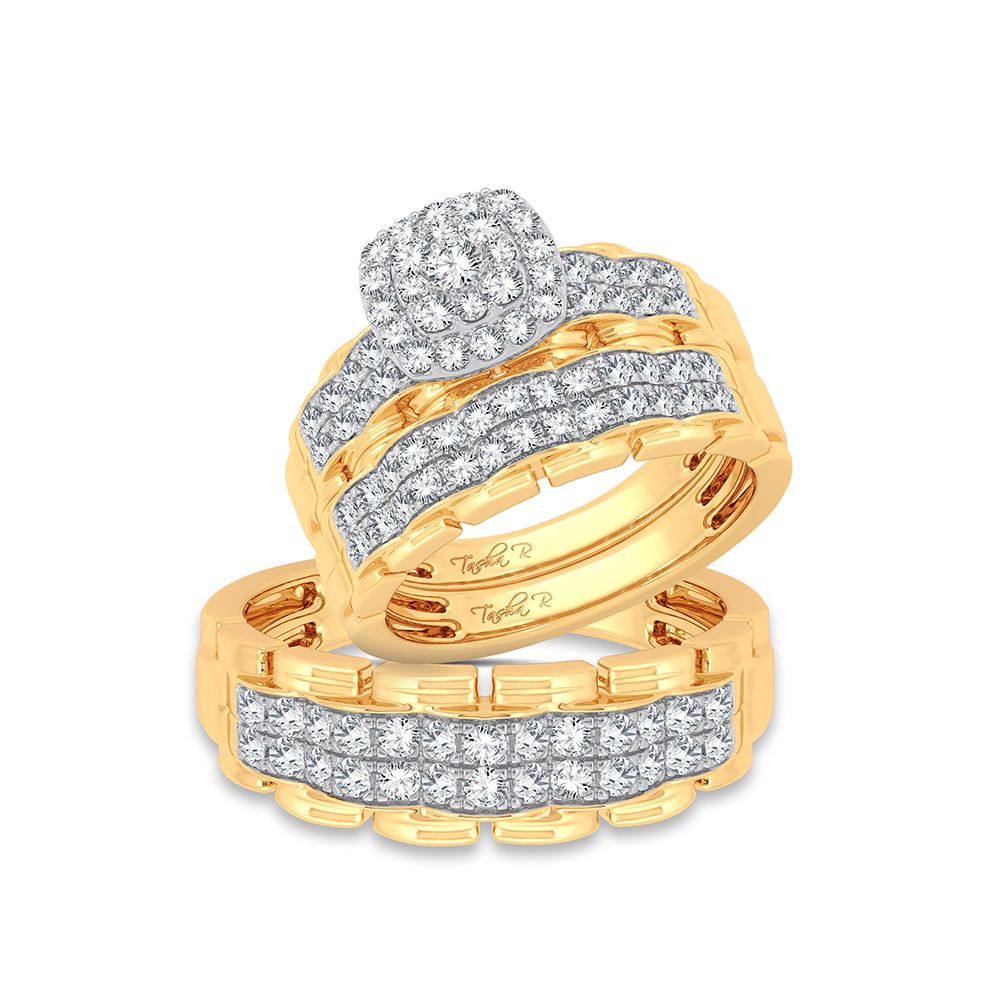 14k Yellow Gold 1.25CT Lab Diamond Bridal Trio Set