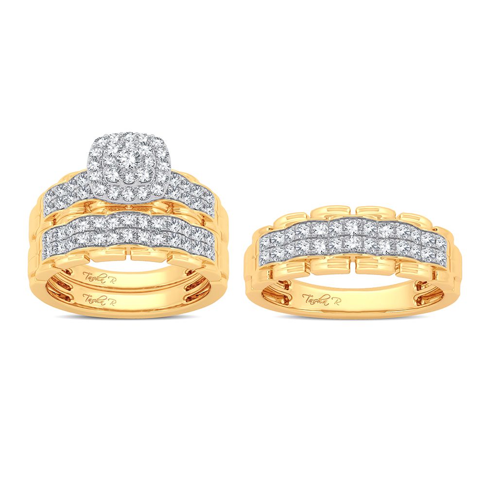 14k Yellow Gold 1.25CT Lab Diamond Bridal Trio Set