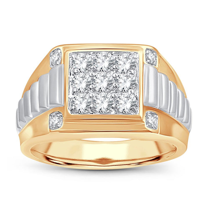 14K Yellow Gold Lab-Created Diamond Mens Statement Ring