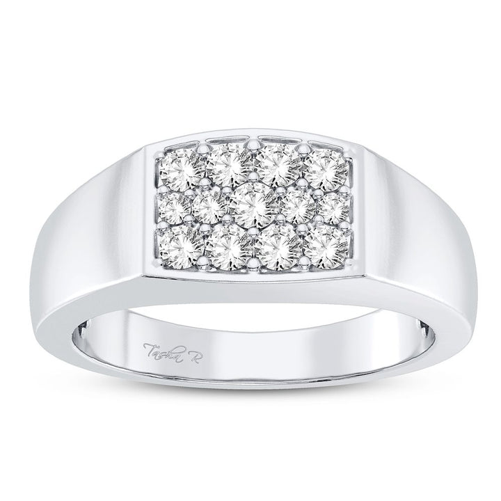 Brilliant 14K White Gold Mens Lab Diamond Statement Ring