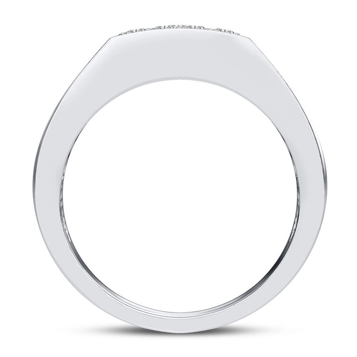 Brilliant 14K White Gold Mens Lab Diamond Statement Ring