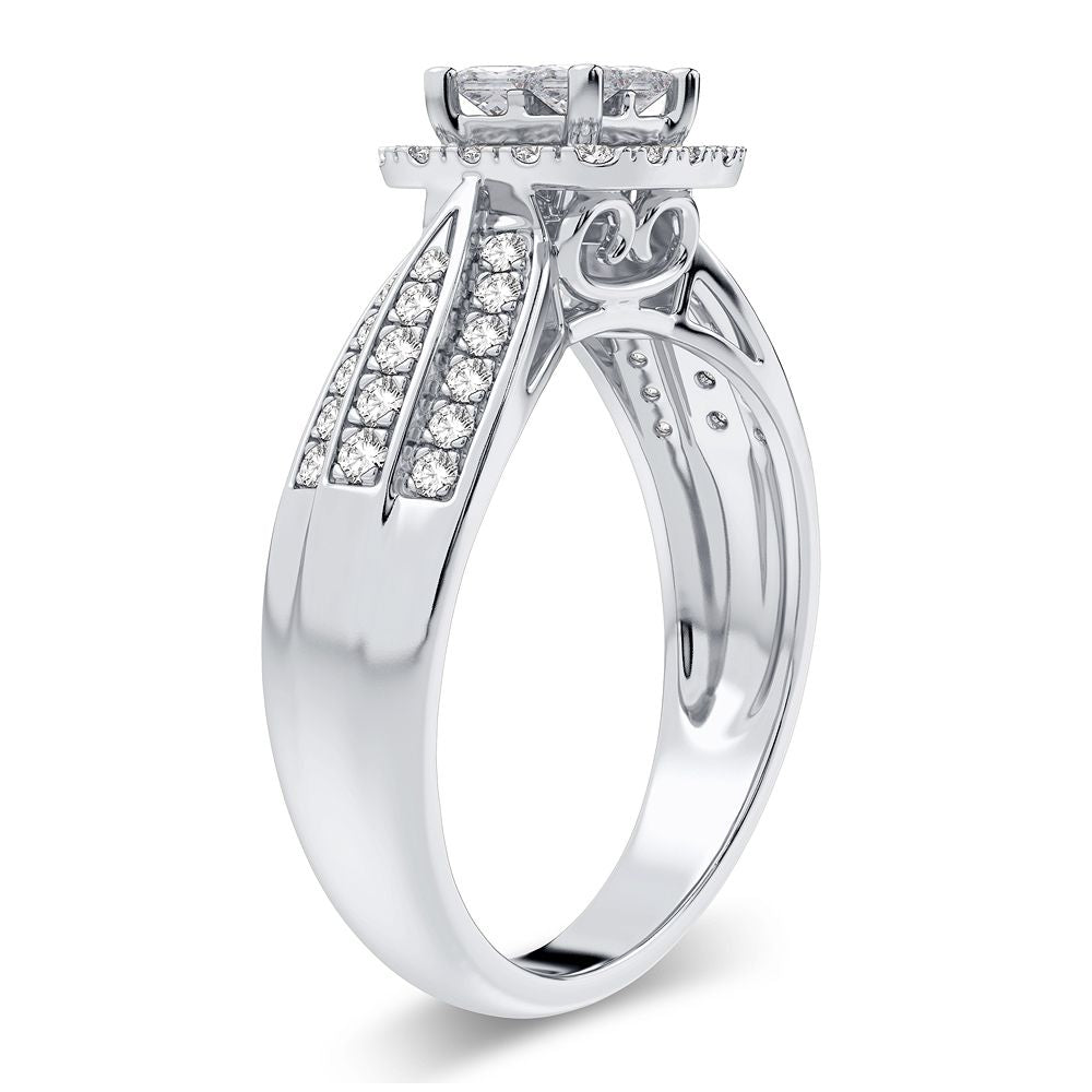 Sparkling 10k White Gold Lab Diamond Engagement Ring (0.50CT)