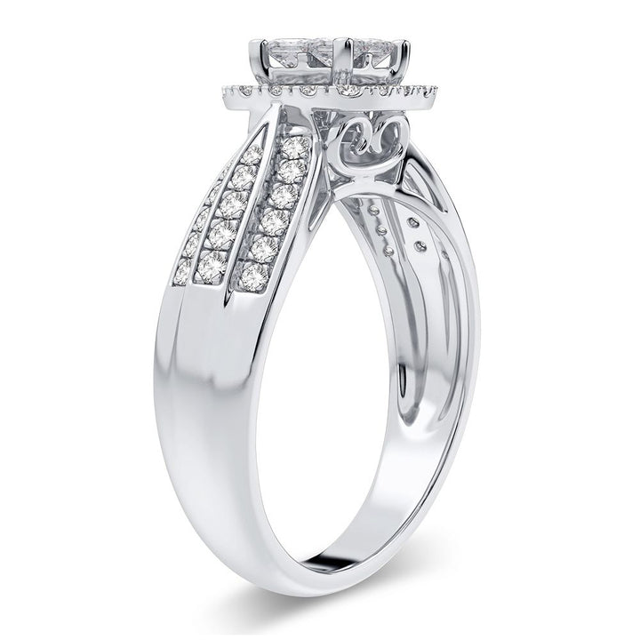 Sparkling 10k White Gold Lab Diamond Engagement Ring (0.50CT)