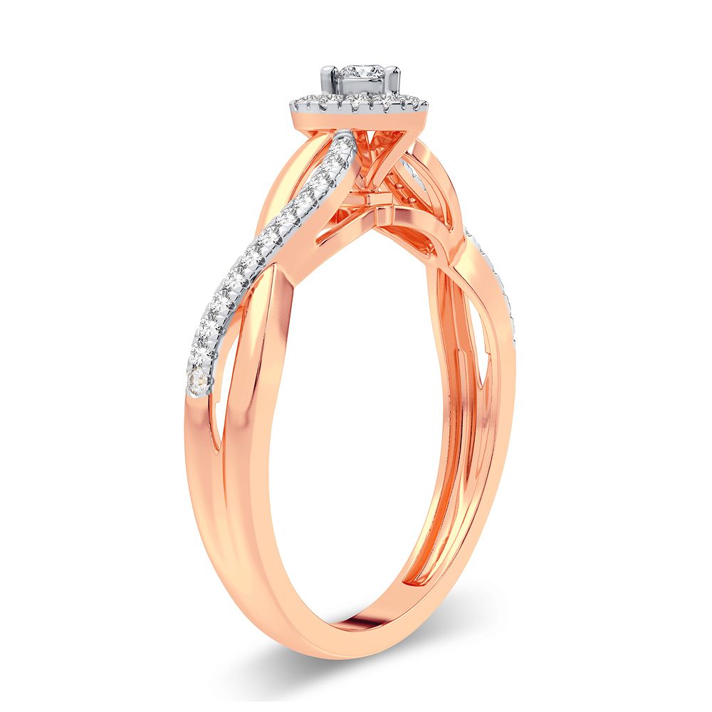 Romantic 14k Rose Gold Lab Diamond Promise Ring (0.20CT)
