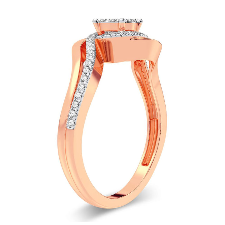 Chic 14k Rose Gold 0.25CT Lab Diamond Womens Ring