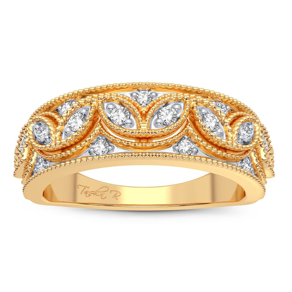 14K Yellow Gold 0.20CT Lab Diamond Womens Fashion Ring