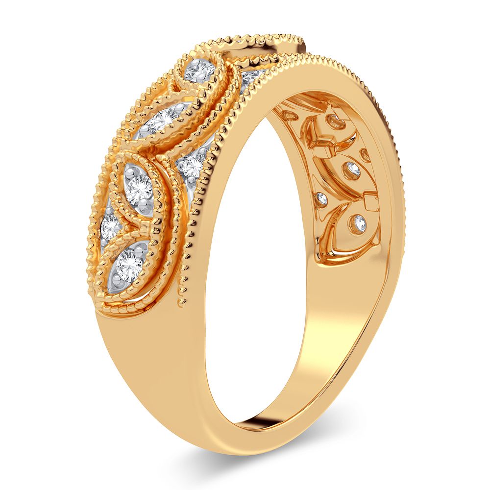 14K Yellow Gold 0.20CT Lab Diamond Womens Fashion Ring