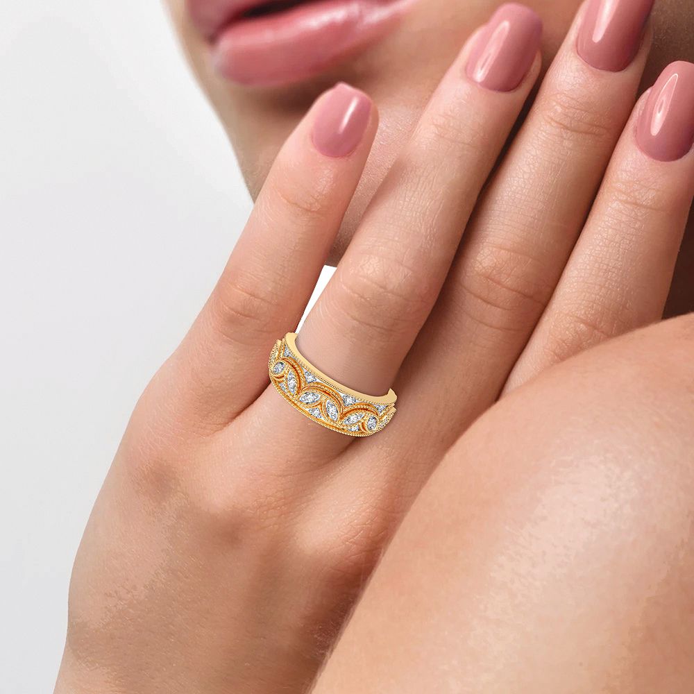 14K Yellow Gold 0.20CT Lab Diamond Womens Fashion Ring