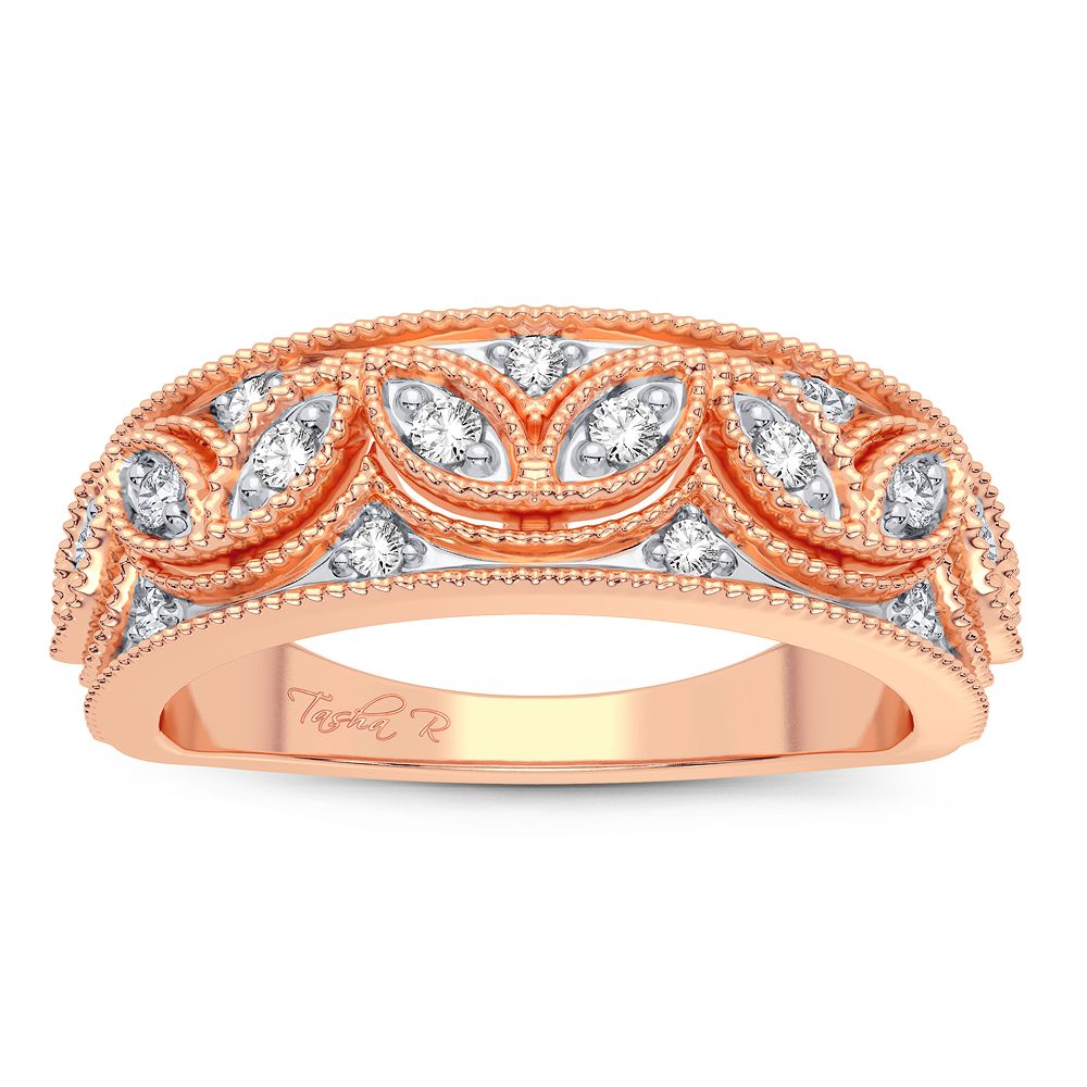 Chic 14k Rose Gold 0.20CT Lab Diamond Womens Ring
