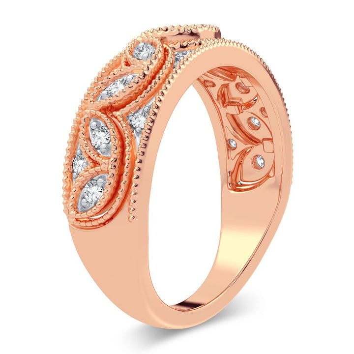 Chic 14k Rose Gold 0.20CT Lab Diamond Womens Ring