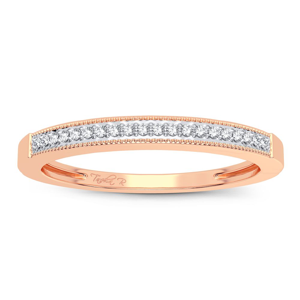 Delicate 10k Rose Gold Lab Diamond Womens Band