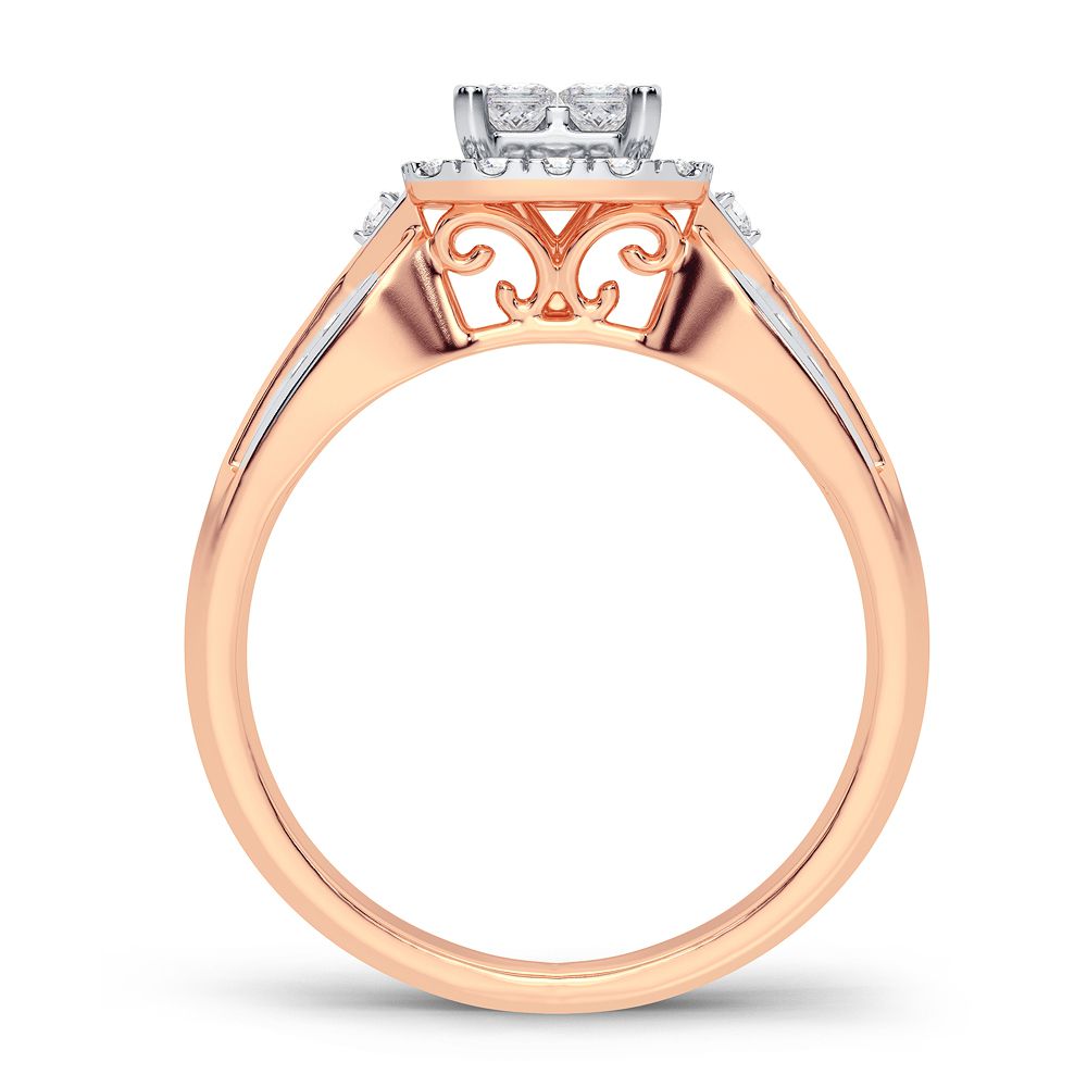 Romantic 14k Rose Gold Lab Diamond Engagement Ring