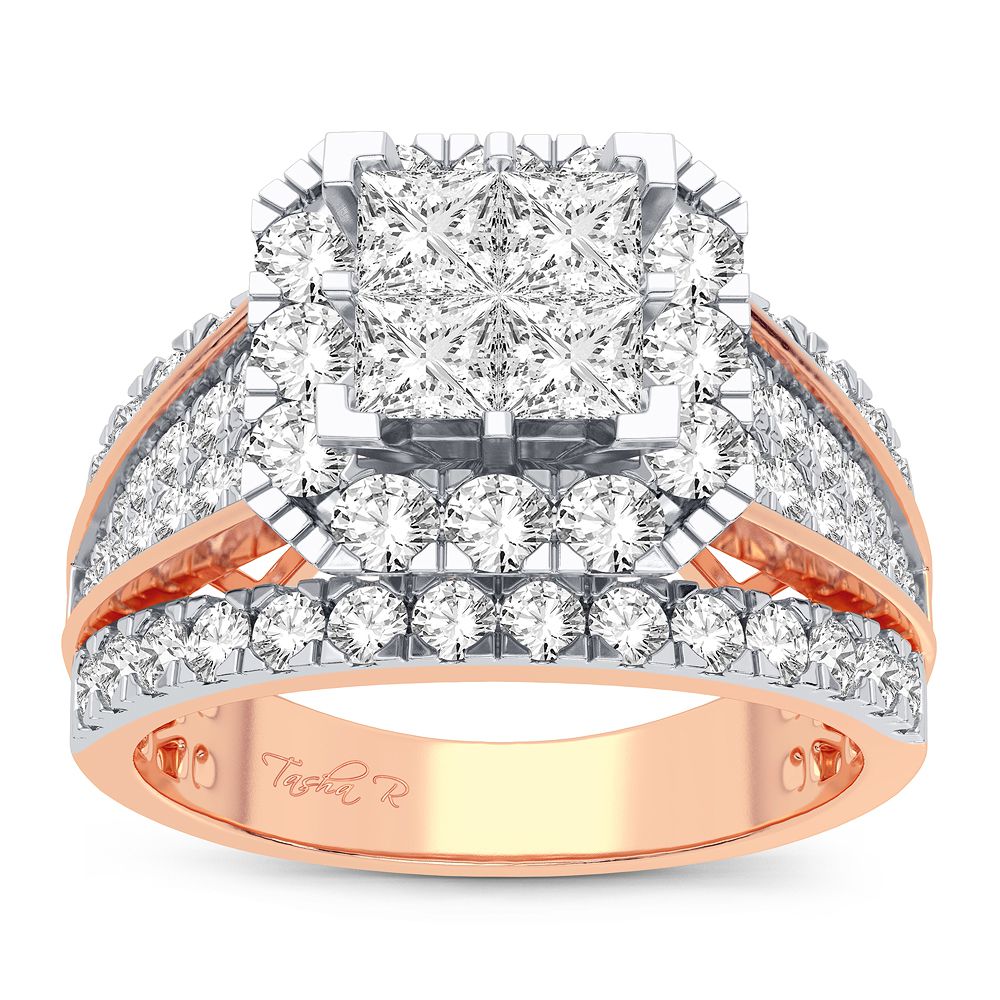 Romantic 14k Rose Gold 2CT Lab Diamond Engagement Ring