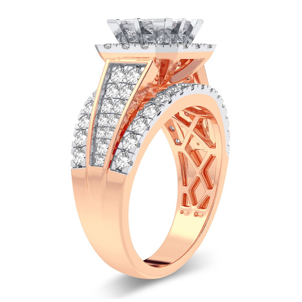 Romantic 14k Rose Gold 2CT Lab Diamond Engagement Ring