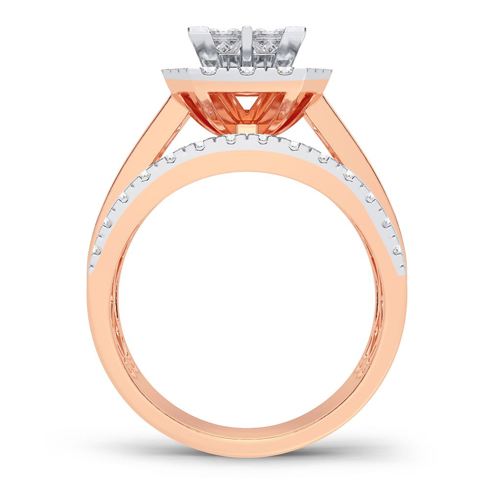 Romantic 14k Rose Gold 2CT Lab Diamond Engagement Ring