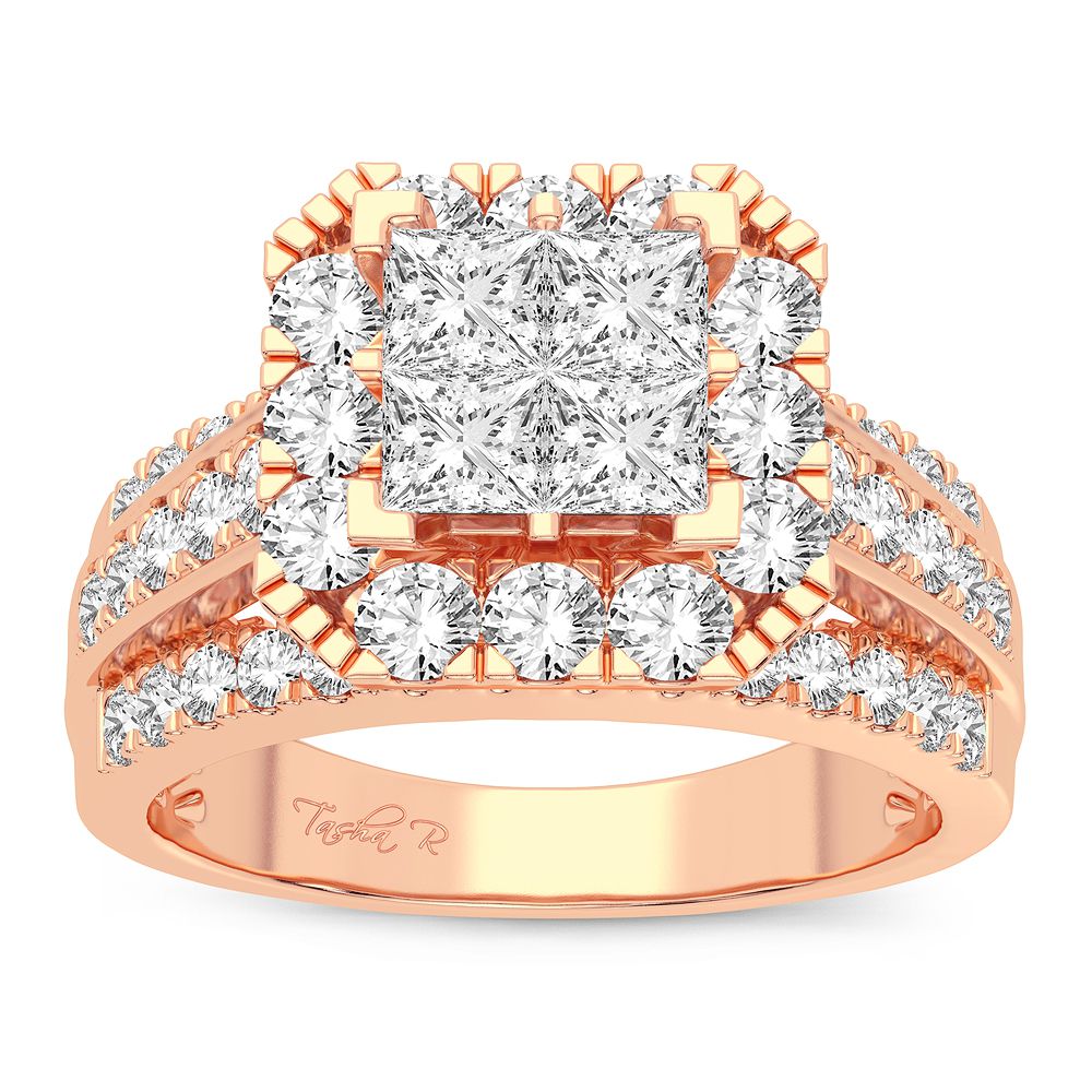 Romantic 14k Rose Gold Lab Diamond Bridal Ring