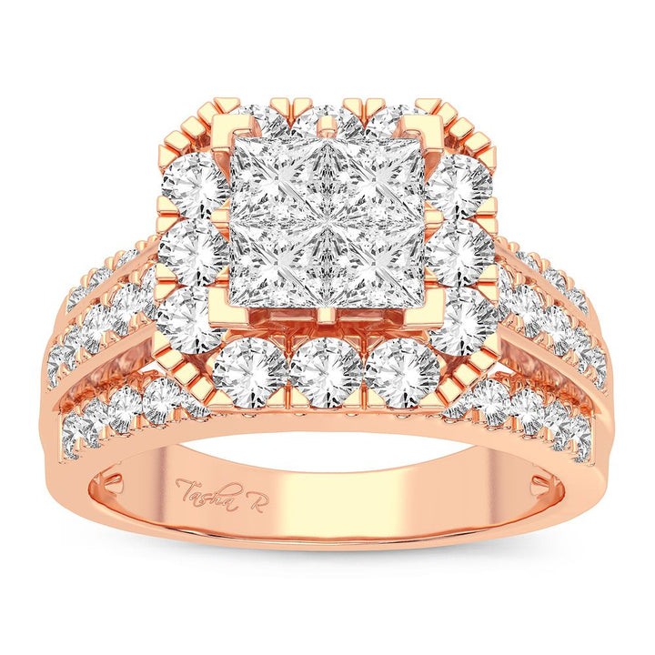 Romantic 14k Rose Gold Lab Diamond Bridal Ring