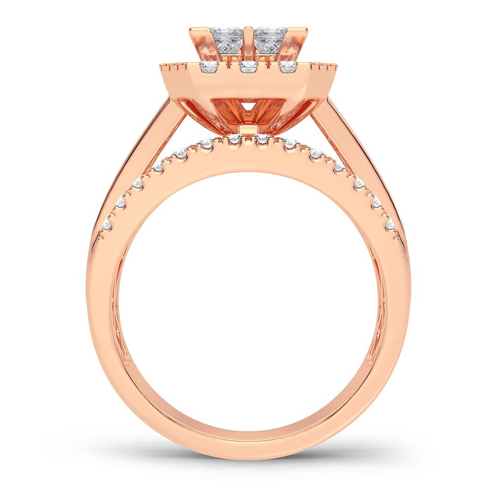 Romantic 14k Rose Gold Lab Diamond Bridal Ring