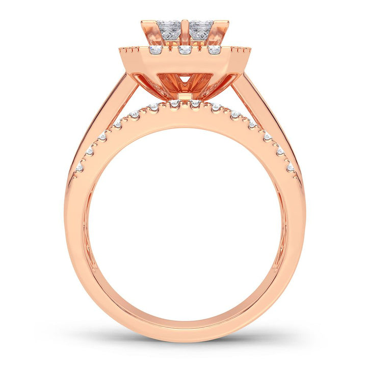 Romantic 14k Rose Gold Lab Diamond Bridal Ring