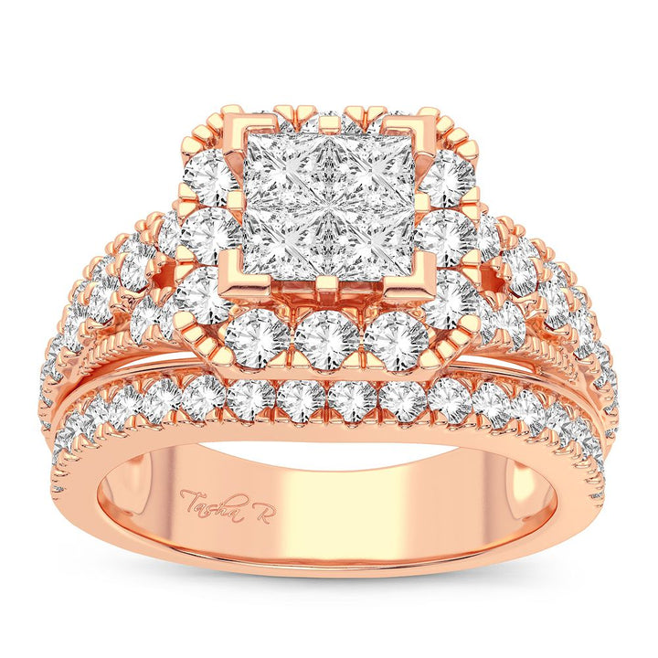 Romantic 14k Rose Gold Lab Diamond Engagement Ring 2CT