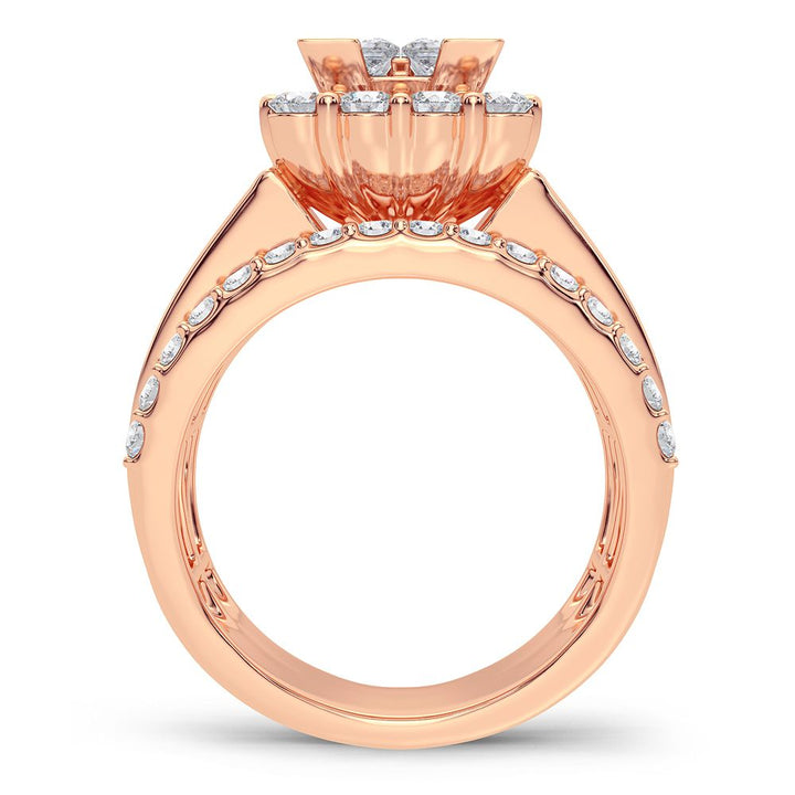 Romantic 14k Rose Gold Lab Diamond Bridal Ring 3CT
