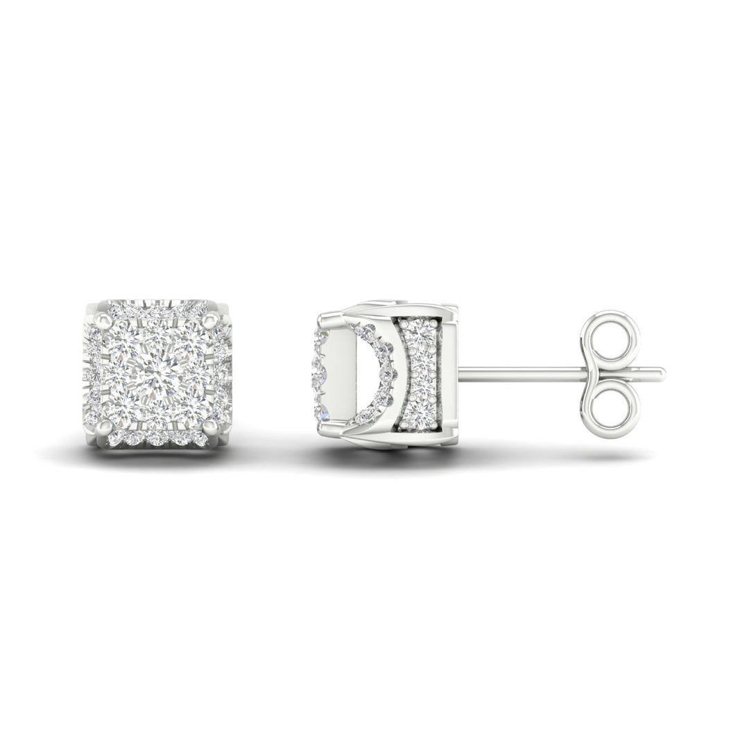 10k White Gold 0.50CT Lab Diamond Stud Earrings for Women