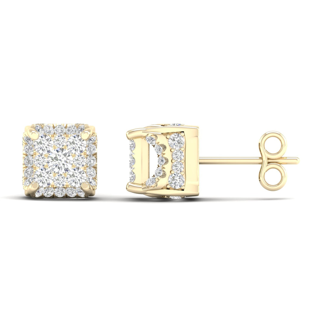 10k Yellow Gold 1CT Lab Diamond Stud Earrings for Women