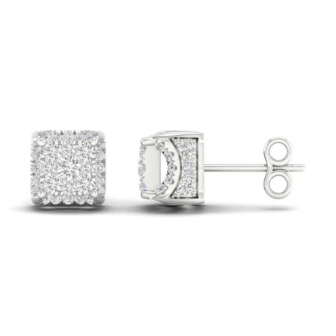 Brilliant 10k White Gold 1.50CT Lab Diamond Womens Earrings
