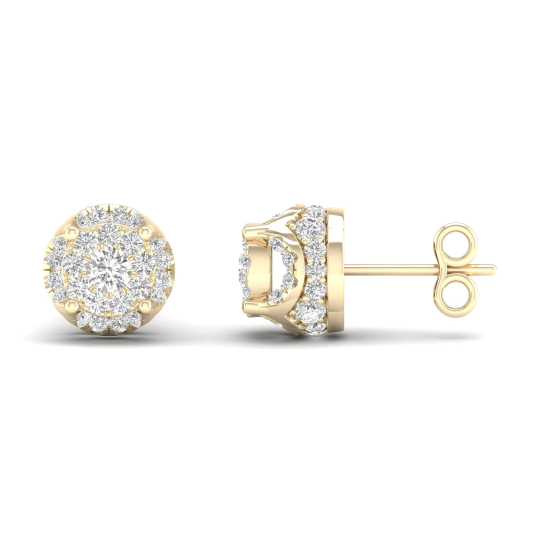 10k Yellow Gold 1CT Lab Diamond Stud Earrings for Women